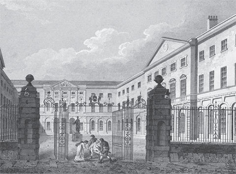 Figura 5. Entrada al Guy’s Hospital de Londres en 1820. http://www.1902encyclopedia.com/H/HOS/hospital.html