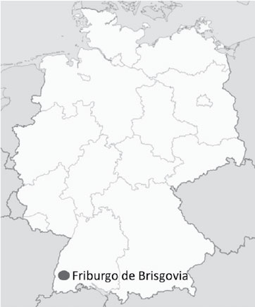 Figura 1. Mapa de Alemania con la ubicación de Friburgo