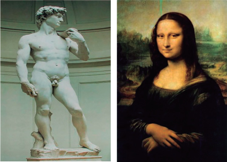 Figura 2. David (1501-1504), de Miguel Ángel. Figura 3. La Gioconda (1503-1519), de Leonardo da Vinci.