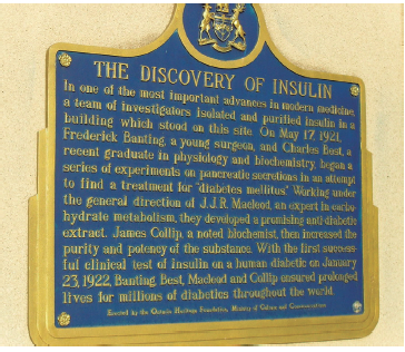 Figura 1. Placa sobre el descubrimiento de la insulina,